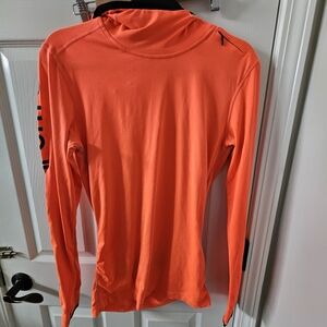 Superdry Sport Neon Orange Gym Tech Runner Hoodie Thumbholes Size Medium